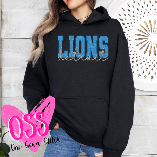 Detroit Lions Faux Embroidery